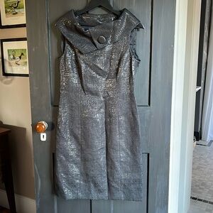 Tahari shift dress with boat neck collar detail